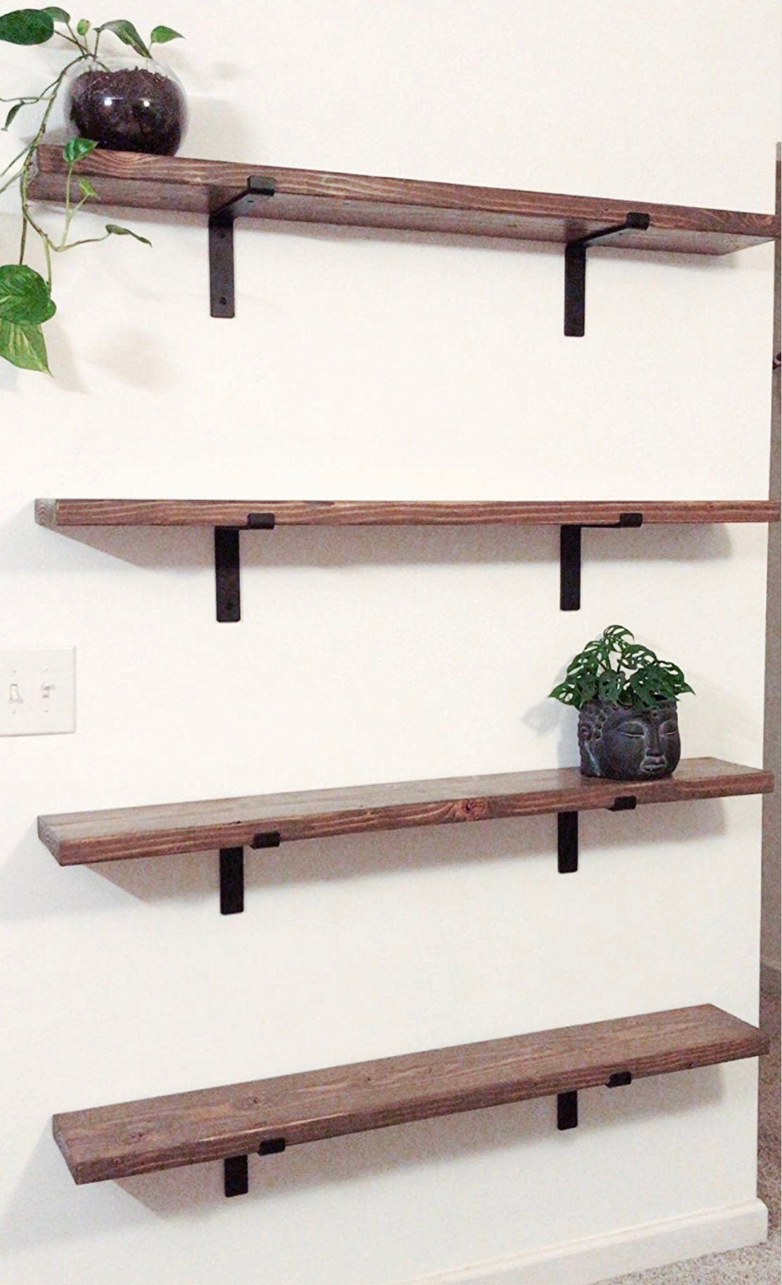 Solid Wood Floating Shelves, Floating Shelves with Bracket, Kitchen Sh –  RustikDecorShop